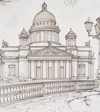 Обои бежевые горо