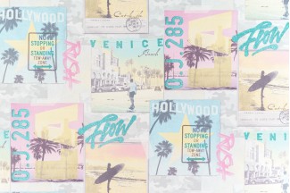 Обои голубые с па