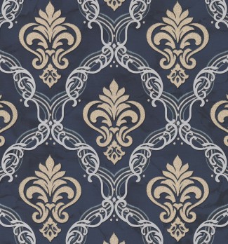 Обои синие Дамаск