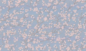 Обои синие с розо